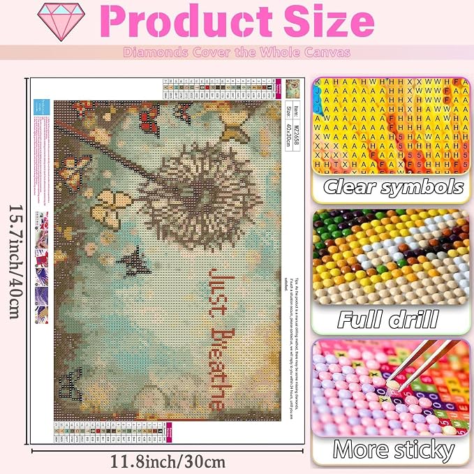 Diamond Art Kits for Adults, Dandelion Diamond Painting for Beginners