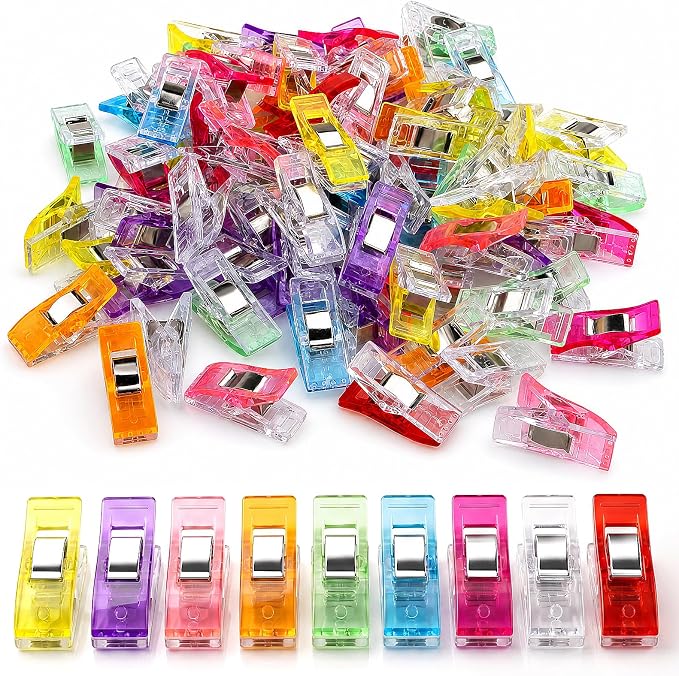 100 Pcs Multipurpose Sewing Clips Premium Quilting Fabric Clips for Hemming Supplies Embroidery Sewing Accessories Crafting Tools