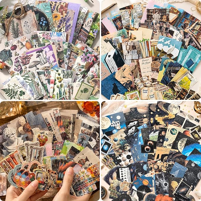 400 Pcs Vintage 4 Themes Scrapbook Paper Pack