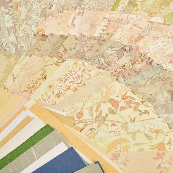 240 Sheets Vintage Floral Scrapbook Supplies, 4.1x5.8 Inch