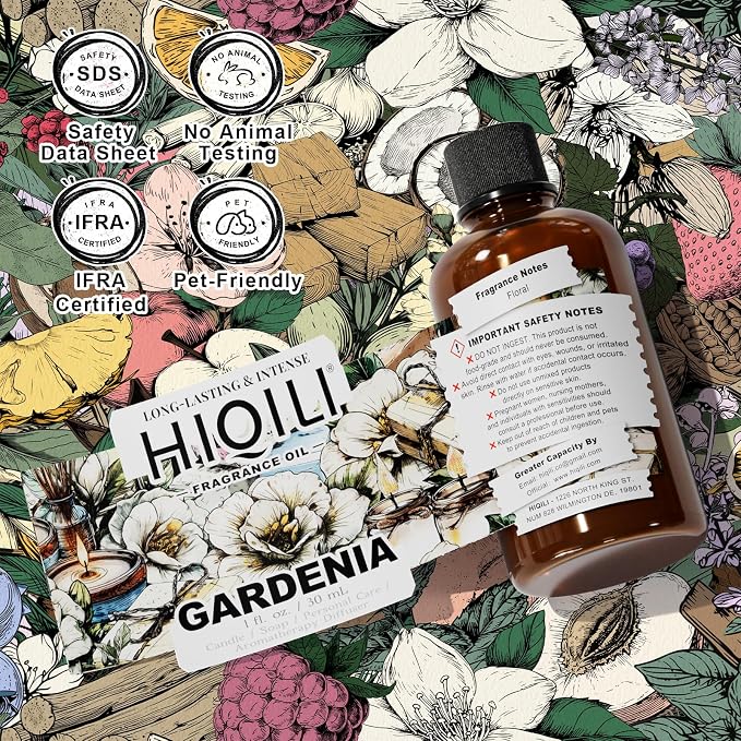 HIQILI Gardenia Fragrance Oil, DIY Women Perfume & Body Spray - 1 Fl Oz