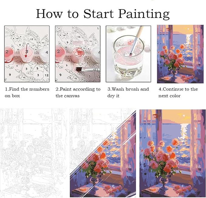 ZRIZQ Paint by Numbers Kit for Adults Beginner,Flowers Landscapes,16x20