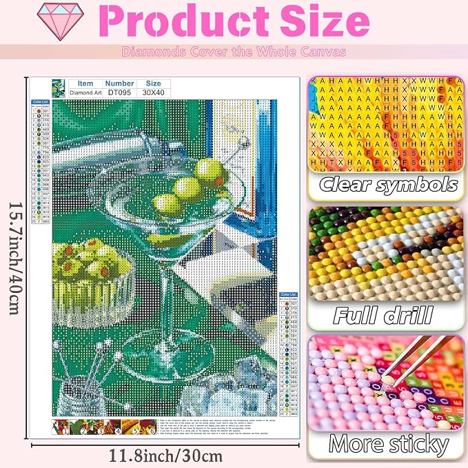 DAZZLEDOTS Diamond Art Kits for Adults, Cocktail Round Diamond Painting