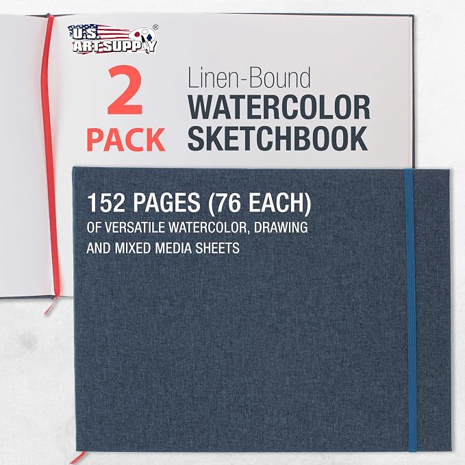 U.S. Art Supply 9" x 12" Watercolor Book (2 Pack, 76 Sheets Each)