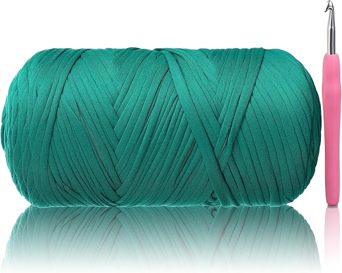 2 Pack T-Shirt Yarn - Together 800g/236 Yards Elastic Fabric Crochet Cloth T-Shirt Yarn, Thick Hand Knitting Yarns for Crocheting Bags/Rugs/Baskets/Craft Project (Modern, 1-Peacock Blue)