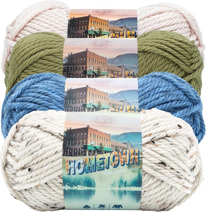 Lion Brand Yarn, Hometown Super Bulky Yarn, Lakehouse Pack, 4 Skeins