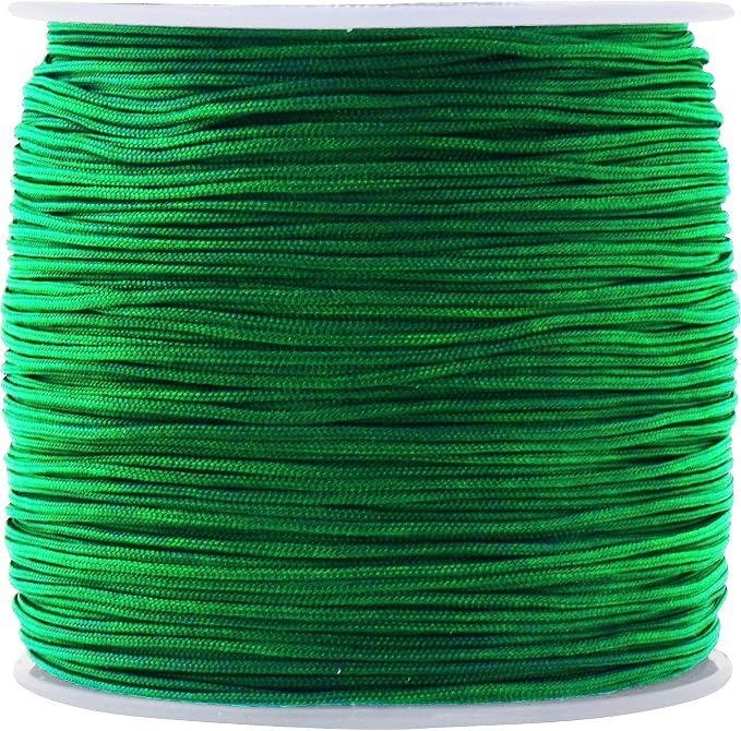 Mandala Crafts 1mm Dark Green Rattail Nylon Satin Cord for Jewelry Making