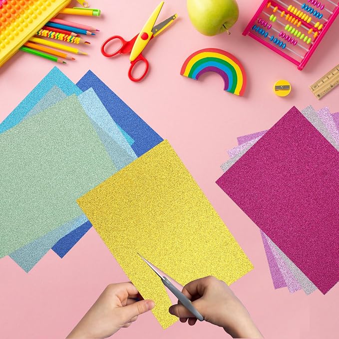 30 Pack Glitter Cardstock Paper Sheets 250gsm/92lb 6×8inch