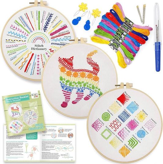 Cat Embroidery Kit for Beginners - Stamped Cross Stitch for Adults