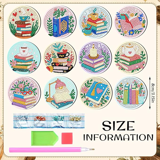 Zonon 12 Pcs Patriotic Diamond Art Kits Magnet,Book Diamond Fridge Magnets | Diamond Painting Stickers, Sparkling Book Designs, Book Lover Magnetic Stickers,Gifts, for Refrigera tor Home Kitchen Decor