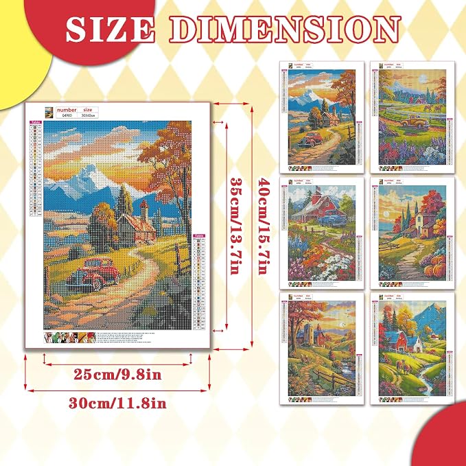 Leatrice 6 Pcs Landscape Diamond Painting Kits for Adults Diamond Art Kits