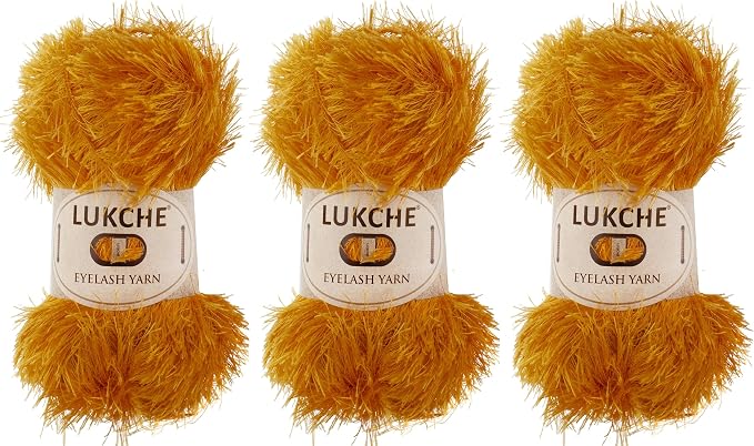 Eyelash Fun Fur Yarn Premium 100% Polyester 164 Yds (150 Mt), 3.53 Oz (100 Gr) Colorful Crochet Yarn Dıy Hand Knitting. (Orange, 3 Skein)