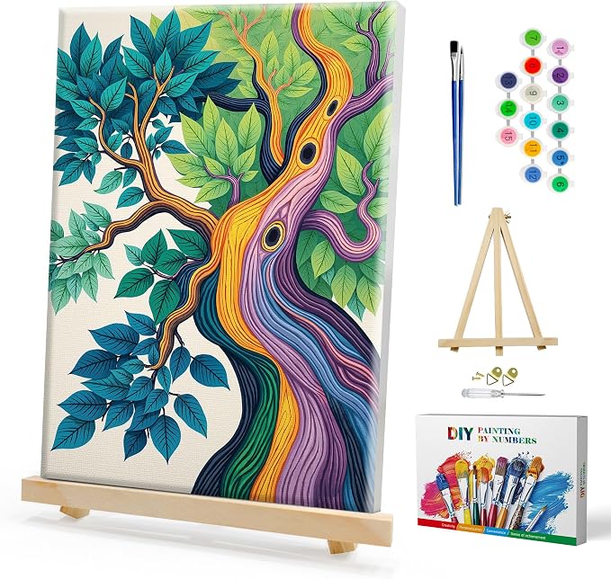 SmartEZ Tree of Life Paint by Numbers Kit for Adults with Frame, 8x12 Inch | Adult Paint by Number Kits with Frame for Gift, Home Wall Decor, 7.87x11.81 Inch