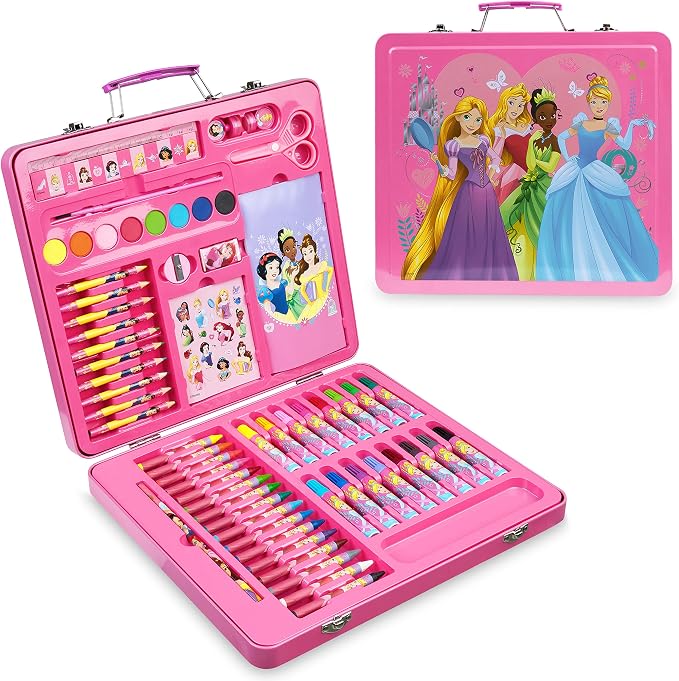 Disney Colored Pencils Art Supplies Kids Drawing Kit School Supplies Painting Kit Girls Drawing Pencils Art Kit Travel Case with Crayons Arts and Crafts for Kids 4-12