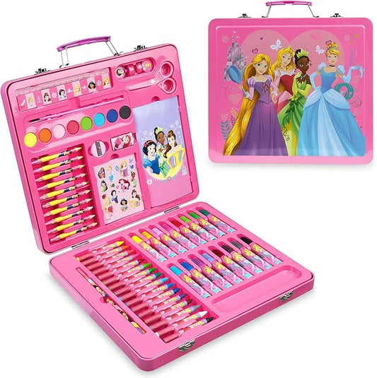 Disney Colored Pencils Art Supplies Kids Drawing Kit School Supplies Painting Kit Girls Drawing Pencils Art Kit Travel Case with Crayons Arts and Crafts for Kids 4-12