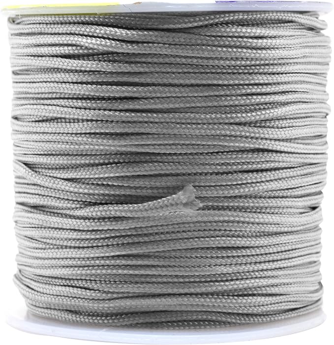 Mandala Crafts 1.5mm Gray Rattail Nylon Satin Cord for Jewelry Making