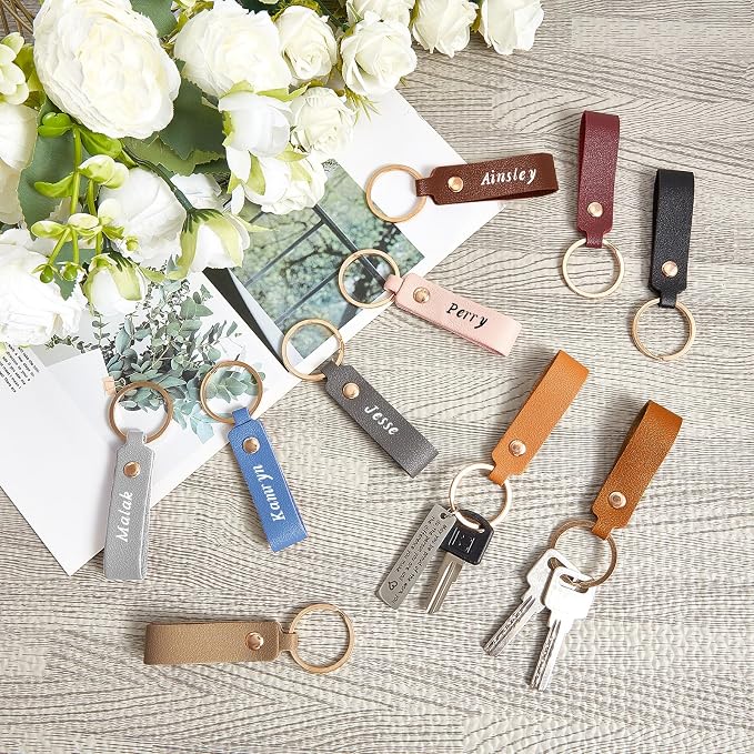 Wavyknot 200 Pcs Leather Keychain Blanks, 3.7 x 0.7 Inches, Classic Colors