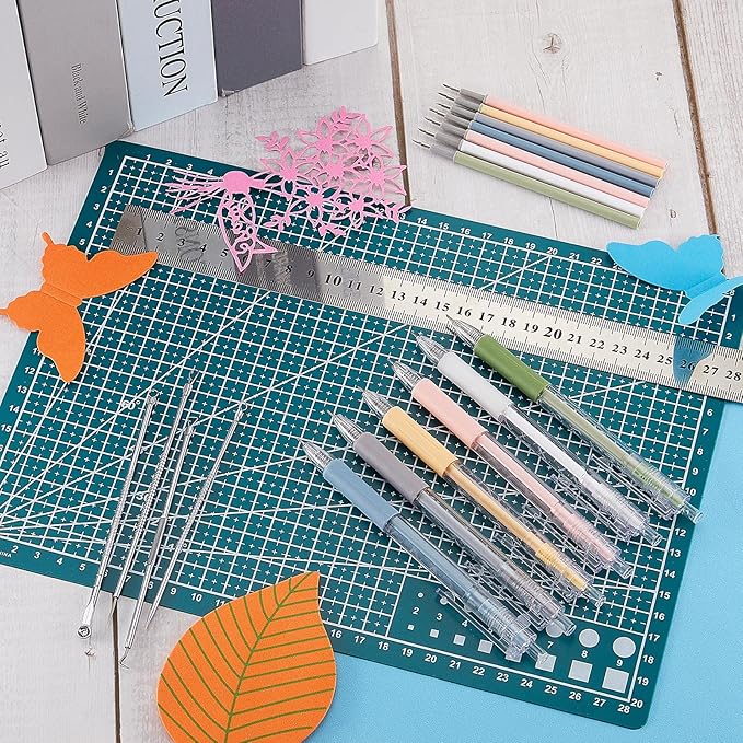 Lanties 24 Pcs Craft Knife Pen Set, 6 Craft Knives with 12 Refills, Green