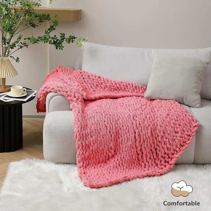 Cozyful Chunky Yarn for Hand Knitting - #10 Chunky Chenille Yarn, Jumbo Big Thick Chunky Yarns for Crocheting, Super Bulky Chunky Knit Blanket Yarns, 8 Skein (22 yds 8 oz Each Skein), Terracotta Rose