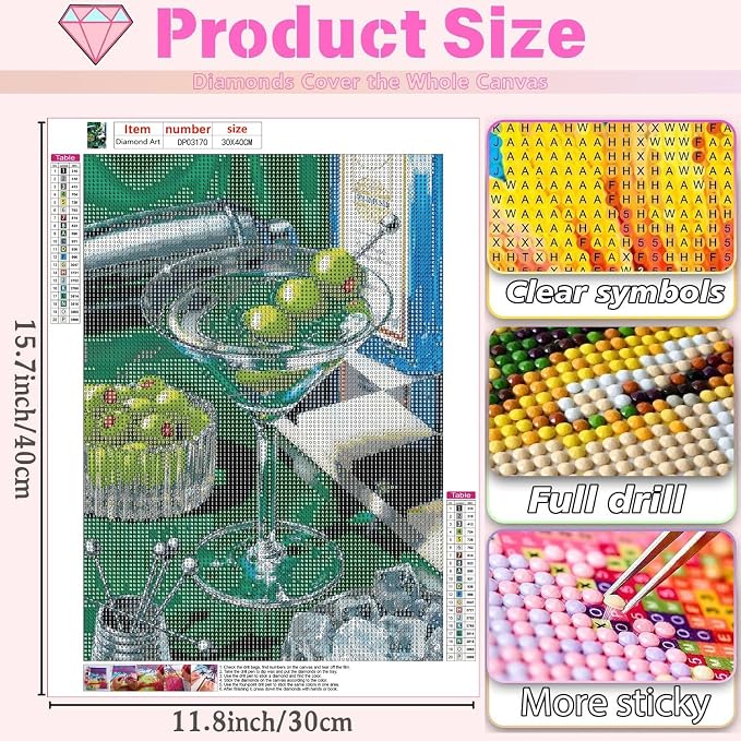 Cocktail Diamond Art Kits for Adults Diamond Painting Kit for Adults