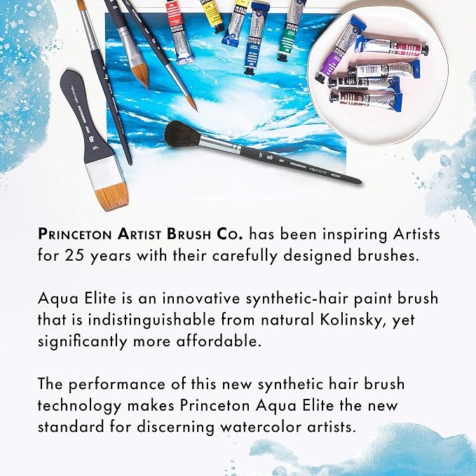 Princeton Aqua Elite Round Brush, Synthetic, Short Handle, Size 3/0 inch, 1 Count