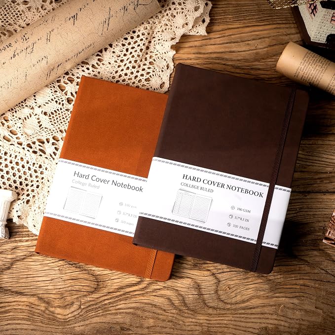 CAGIE Journal Notebook for Men Women Leather Journaling Diary Daily, Brown