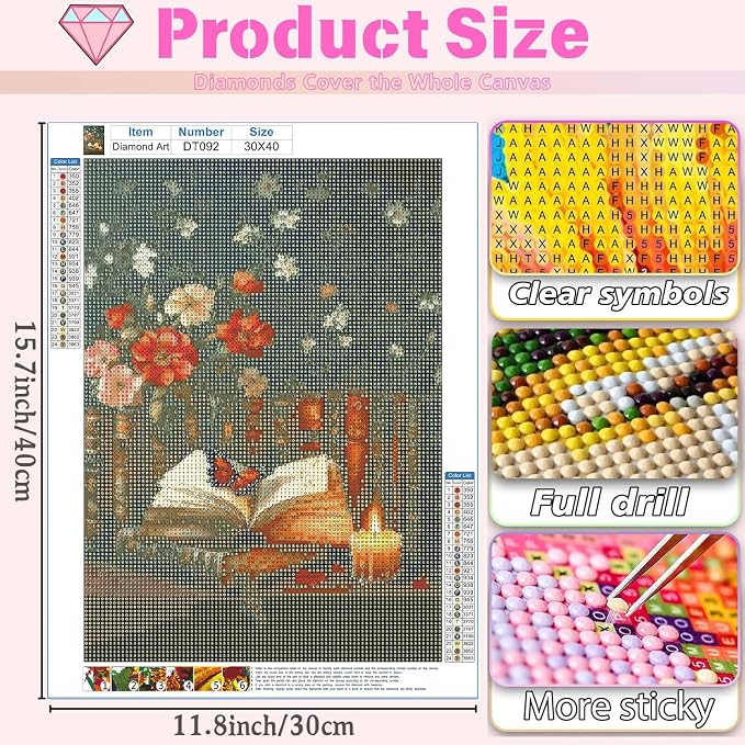 DAZZLEDOTS Retro Book Diamond Painting Kits, Vintage Floral Diamond Art