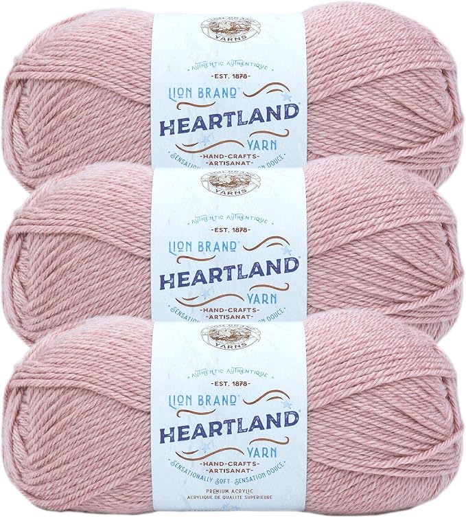 Lion Brand Yarn, Heartland Crochet Yarn, Capitol Reef, Pink, 3 Pack