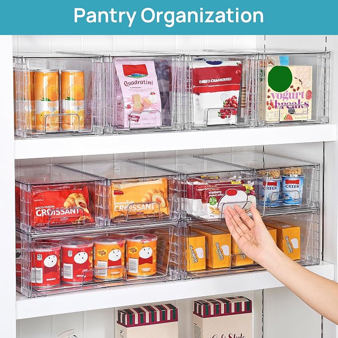 Vtopmart Clear Stackable Storage Drawers, 7 Pack Multi Size Set