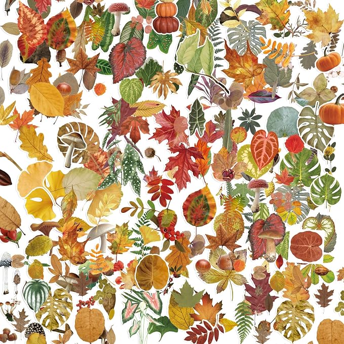 600+ Waterproof Vinyl Leaf Stickers, 30 Sheets Realistic Botanical Foliage Plant Stickers Book for Journaling Scrapbooking Water Bottle Laptop Planner Decoration, Nature-Themed DIY Supplies for Women