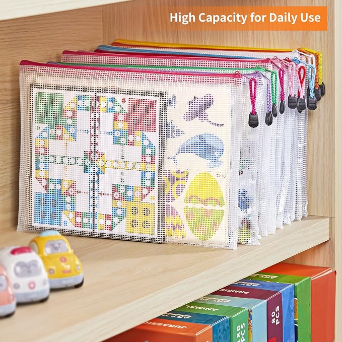 JARLINK A4 Mesh Zipper Pouch Bags, 56 Pcs Waterproof Zipper Pouch Bags