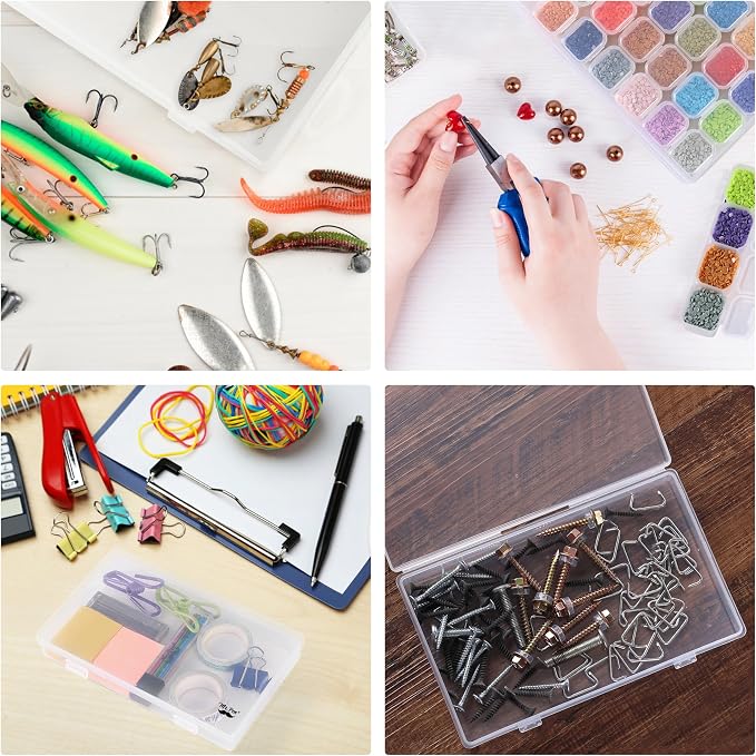 Mr. Pen- Bead Storage Containers, 28 Grids, 2 Pack, Clear White | 160pcs Label Stickers, Transparent, Small Bead Organizer Box, Diamond Art, Diamond Painting Organizer