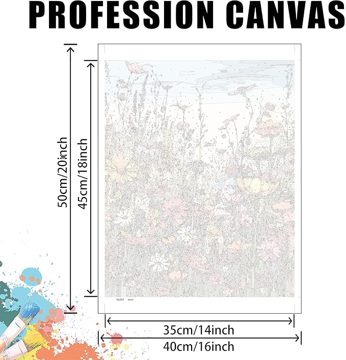 Wlid Flowers Paint by Number Adult-Paint by Numbers Flowers,Canvas Painting by Numbers for Adults Flower,Oil Painting by Numbers for Adults for Gifts and Home Wall Decor(With Gifts Box)16x20inch