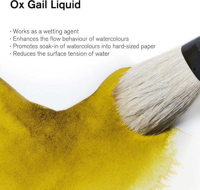 Winsor & Newton Watercolor Medium, Ox Gall Liquid, 75ml Bottle | Wetting Agent, Used for Smooth Washes, Enhances Flow When Mixed Directly With Watercolor, Reduces Surface Tension