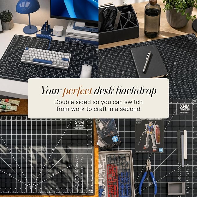 XNM Premium Self Healing Cutting Mat - 24 Inches by 36 inches - A1, 3 Layer Quality PVC Construction - Dual Sided, Imperial and Metric Grid Lines - Perfect for Cutting, Sewing, and Crafts
