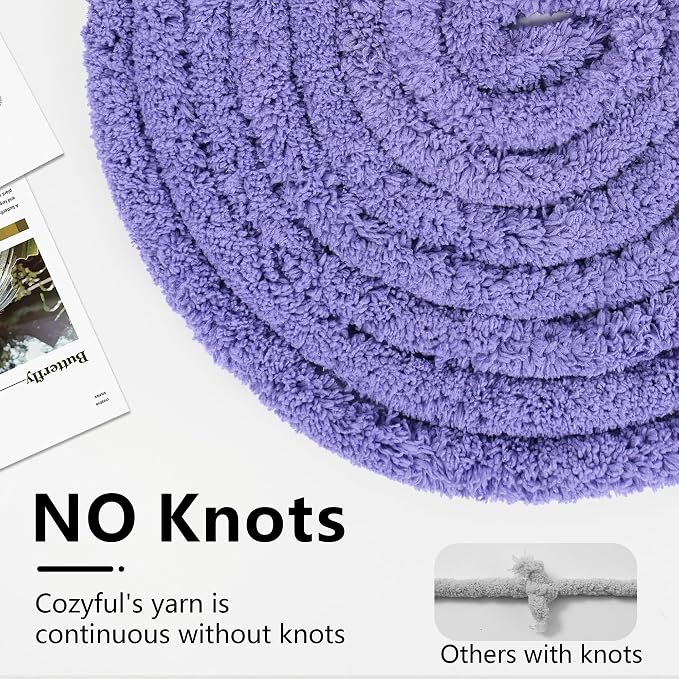 Cozyful Chunky Yarn for Hand Knitting - #10 Chunky Chenille Yarn, Jumbo Big Thick Chunky Yarns for Crocheting, Super Bulky Chunky Knit Blanket Yarns, 8 Skein (22 yds 8 oz Each Skein), Lavender