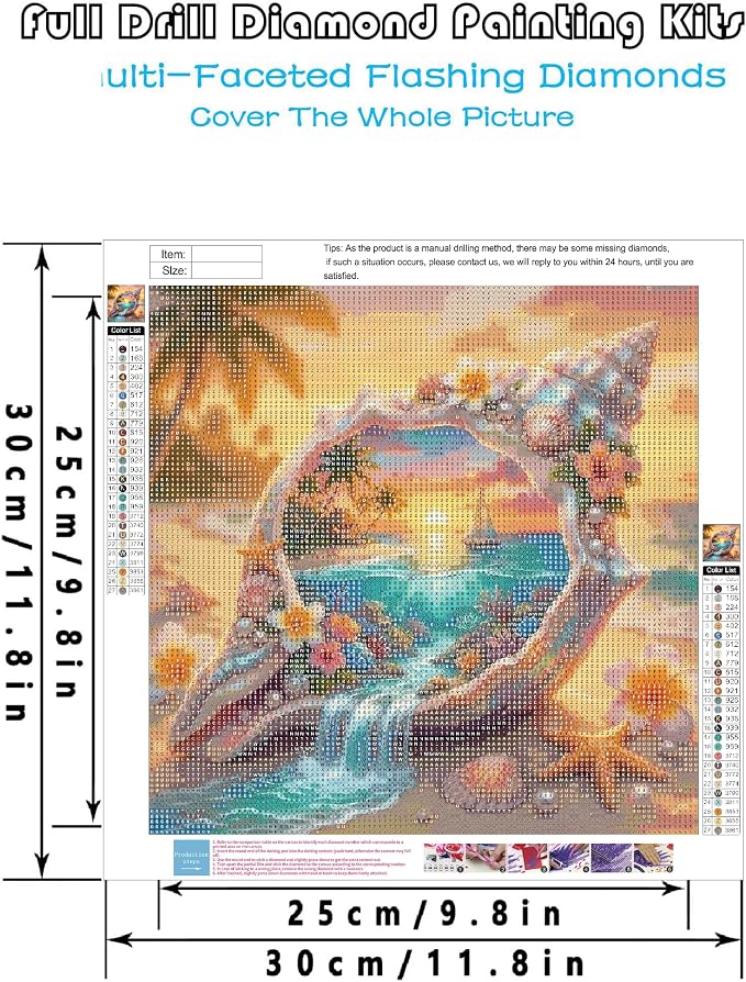 askkqtx Beach Diamond Art Kits for Adults 14x14 Inch