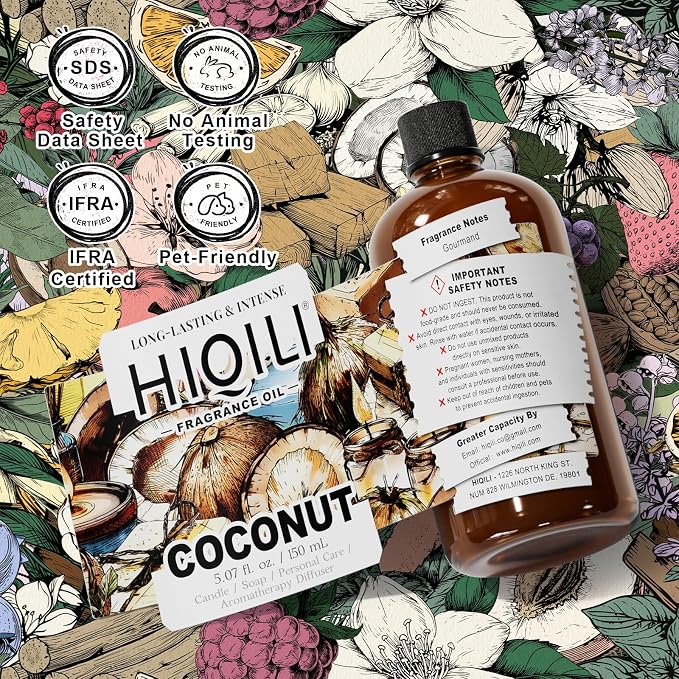 HIQILI Coconut Fragrance Oil for Soap, Candle Making & Diffuser