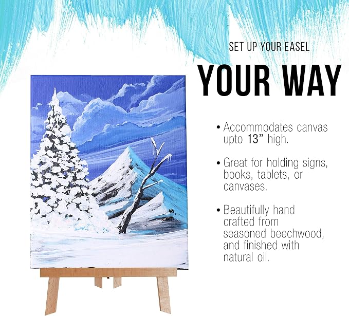 U.S. Art Supply 14" Medium Tabletop Display Easel - Beechwood, Pack of 1 | Artist Wooden A-Frame Display Stand, Easel for Painting, Canvas Stand, Classrooms Events Photo Picture Sign Holder