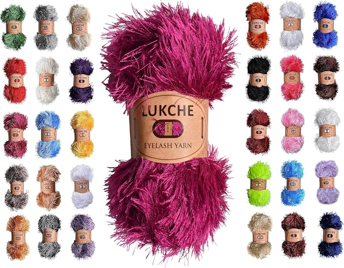 Eyelash Fun Fur Yarn Premium 100% Polyester 164 Yds (150 Mt), 3.53 Oz (100 Gr) Colorful Crochet Yarn Dıy Hand Knitting. (Fuschia, 1 Skein)