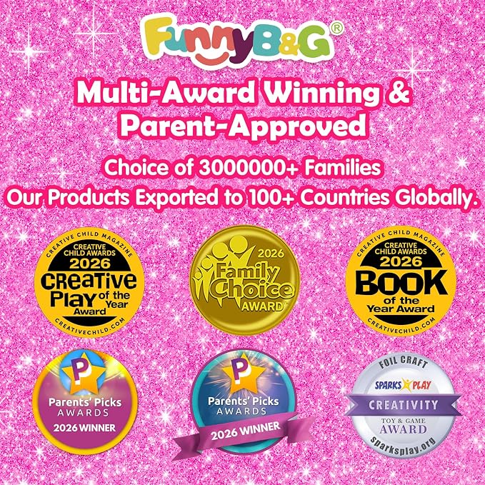 FUNNYB&G Foil Art Craft Kit for Kids, Sparkly Birthday Gift Toy for Girls | No Mess, Kids Ages 4-10 Create Sparkling Artwork, A Creative Gift for Birthdays, Holidays, Travel Activities,Screen-Free Fun