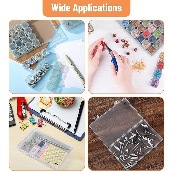 Mr. Pen- Bead Storage Containers, 28 Grids, 2 Pack, Grey | 160 pcs Label Stickers, Transparent, Small Bead Organizer Box, Diamond Art, Diamond Painting Organizer