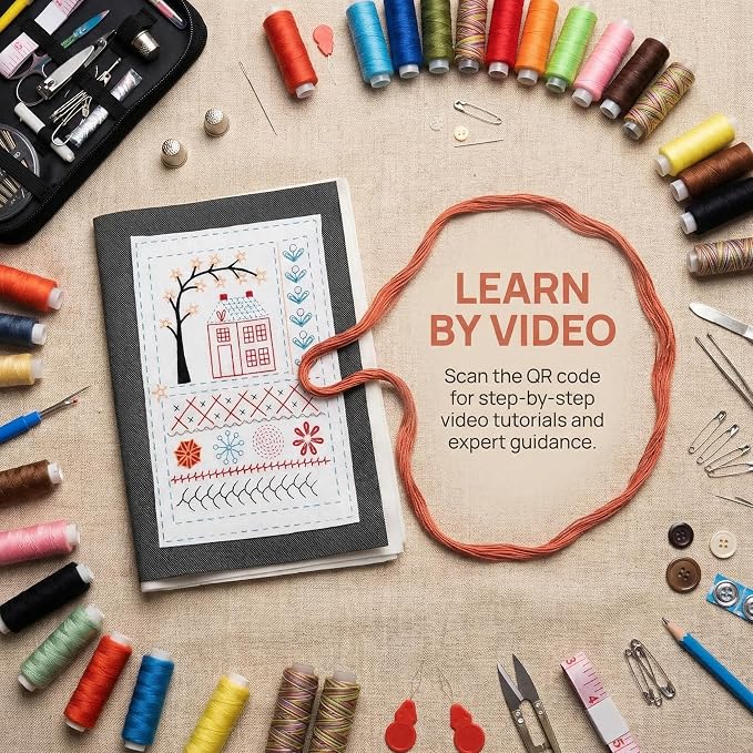FingTip Embroidery Kit for Beginners, Embroidery Stitch Book for Adults Kids, DIY Stitch Gifts (106 Different Patterns)