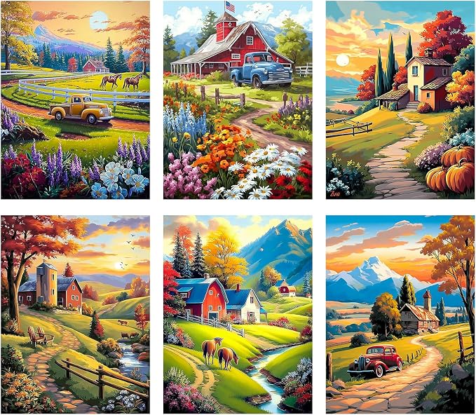 Leatrice 6 Pcs Landscape Diamond Painting Kits for Adults Diamond Art Kits