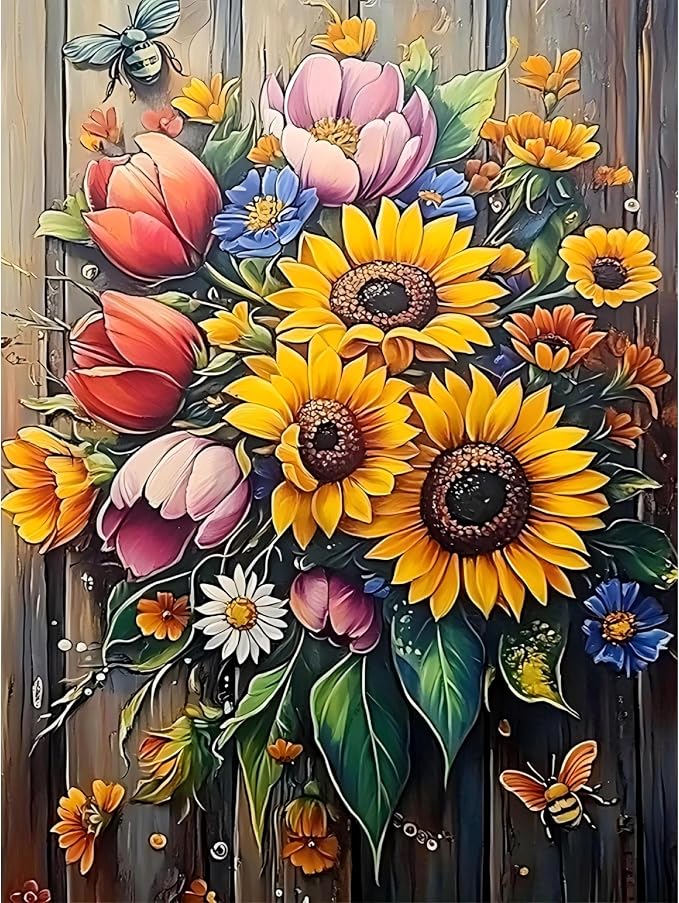 askkqtx Flowers Diamond Art Kits for Adults 12x16 Inch