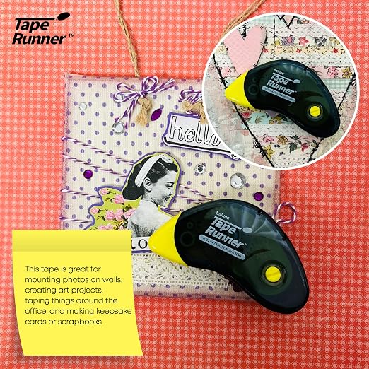 Tape Runner - Double Sided Adhesive with Dispenser Roller Included - Acid Free, Sticky, Clear & Transparent - Ideal for Scrapbooking, Crafts & More - Boomerang (417 inches per cartridge), 5 Cartridges