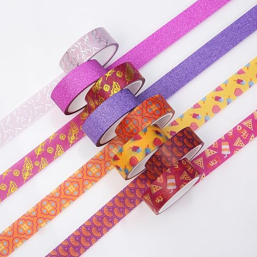 Mr. Pen- Washi Tape Set, 10 Rolls, 15mm Wide, 5 Yards/Roll | Gold Foil Washi Tape for Scrapbook, Arts, Crafts, Journals and Planners, Summer Fiesta Design