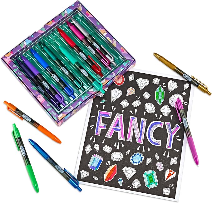 Crayola Gel Ink Pen Marker Set, 14 Matte & Glitter Pens, Gel Pens for Coloring, Fine Point, Gift for Kids & Teens, Ages 4+