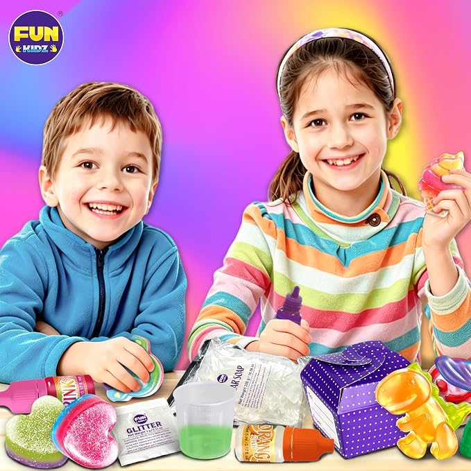 Kid Soap Kit, FunKidz Soap Making Kit for Kids for All Ages DIY Crafts Kits STEM Science Activity Gift for Girls and Boys