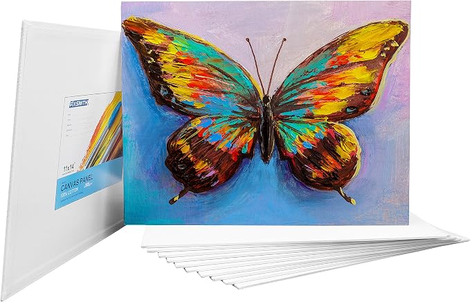 FIXSMITH Canvas Boards for Painting 11x14 Inch, Super Value 12 Pack White Blank Canvas Panels, 100% Cotton Primed, Painting Art Supplies for Professionals, Hobby Painters, Students & Kids